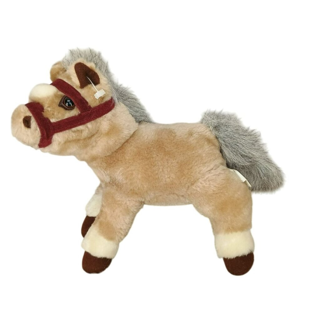 2000 Plushland Plush Horse Stuffed Animal With Gray Mane & Tail